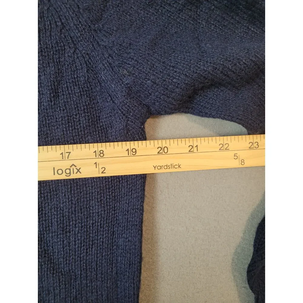 VTG Fox Collection Navy Wool Blend Sweater M Heritage Knit